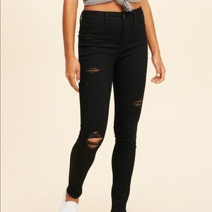 Hollister black distressed high waist skinnies